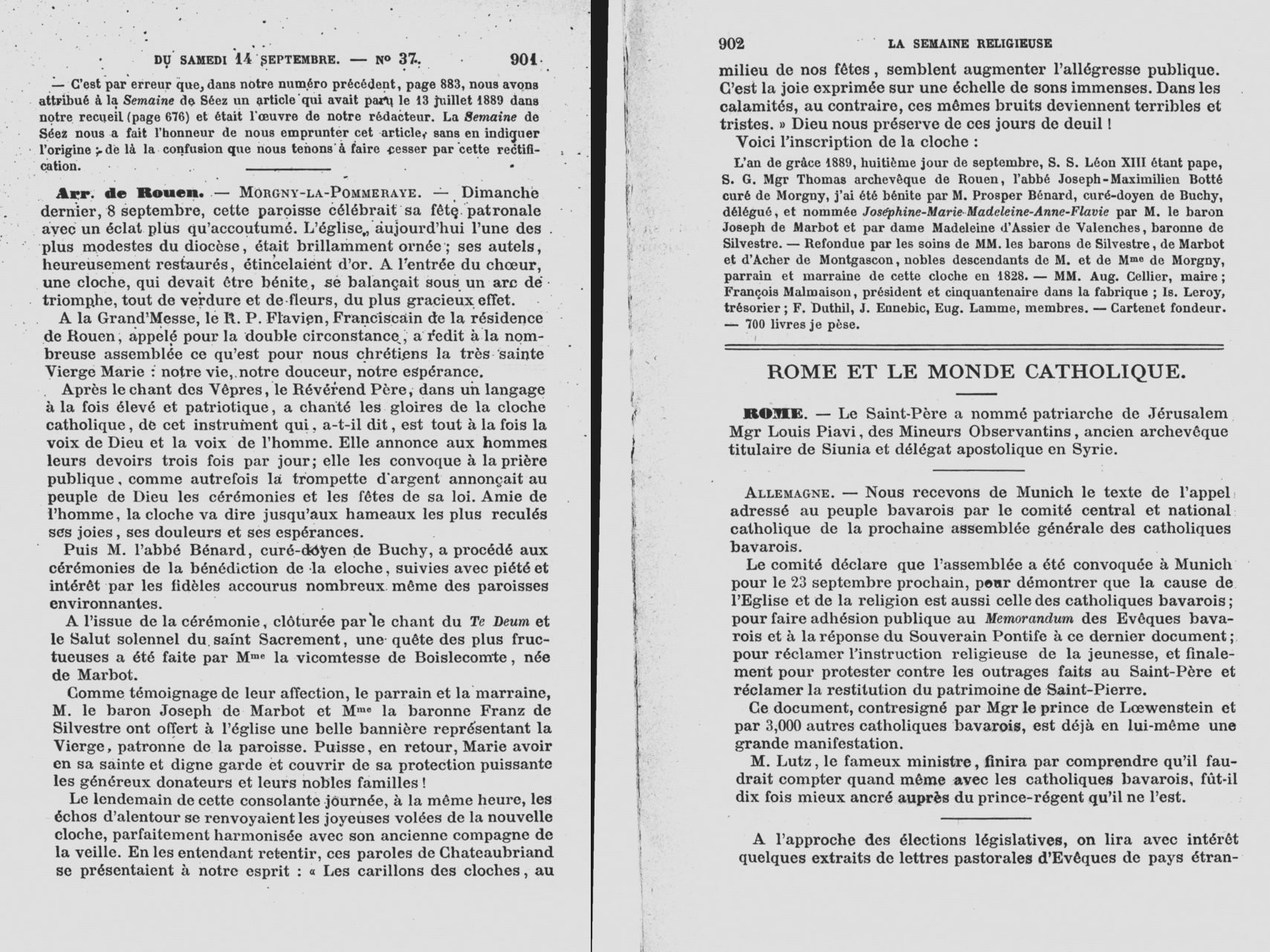  Cloche et bannière de la Vierge offertes à l